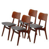 Set of 4 Teak and Brass Dining Chairs by Arne Vodder