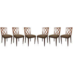 Set of 6 Lattice Back Dining Chairs by Eugenio Quarti