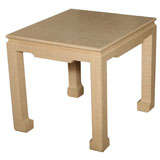 Lacquered Raffia Asian Inspired Side Table