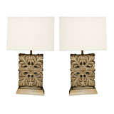 Pair of Highly Decorative Block Floral lamps