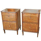 Antique A PAIR of inlaid 
crossbanded walnut bedside commodes