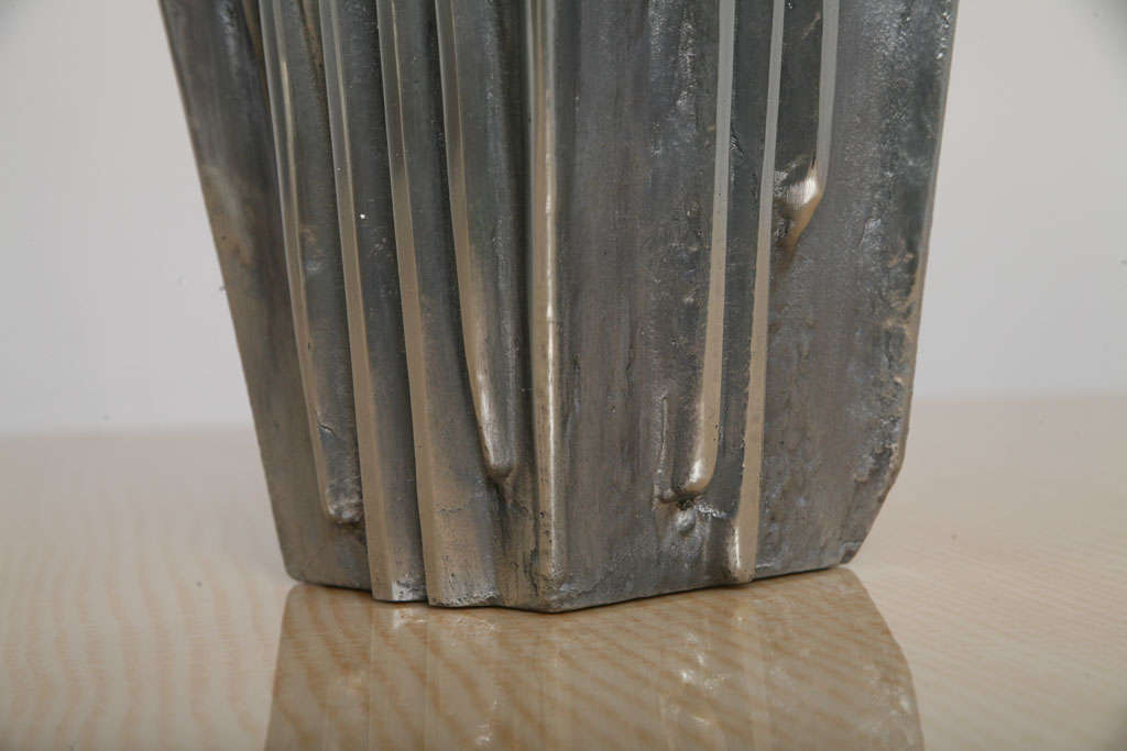 Aluminum Arnaldo Gamba Cast Aluminium Vase, Italy, 2004 For Sale