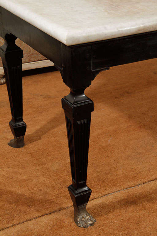 Anglo-Indian Marble Top Library Table with Cast Brass Feet