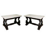 Antique Pair of 19th Cent. Anglo-Indian Ebonized Mahogany Console Tables