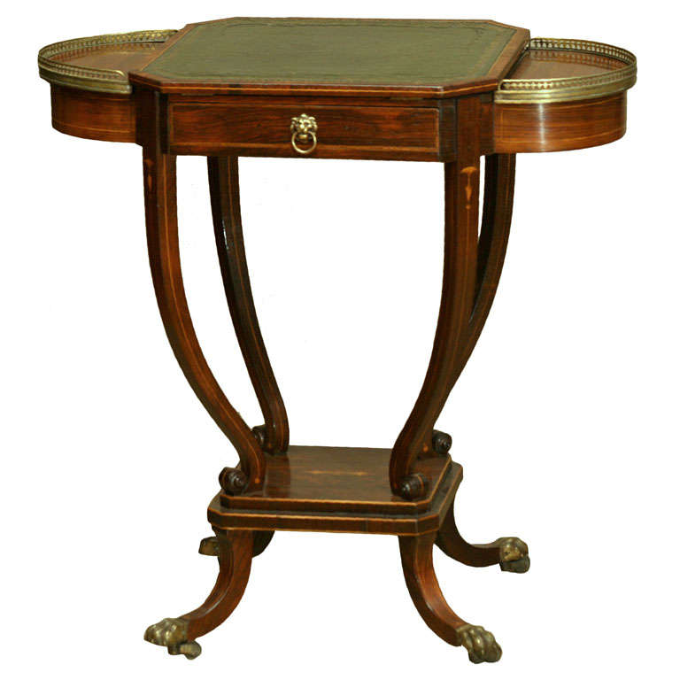 Inlaid English Regency Rosewood Writing Table, Ca. 1825