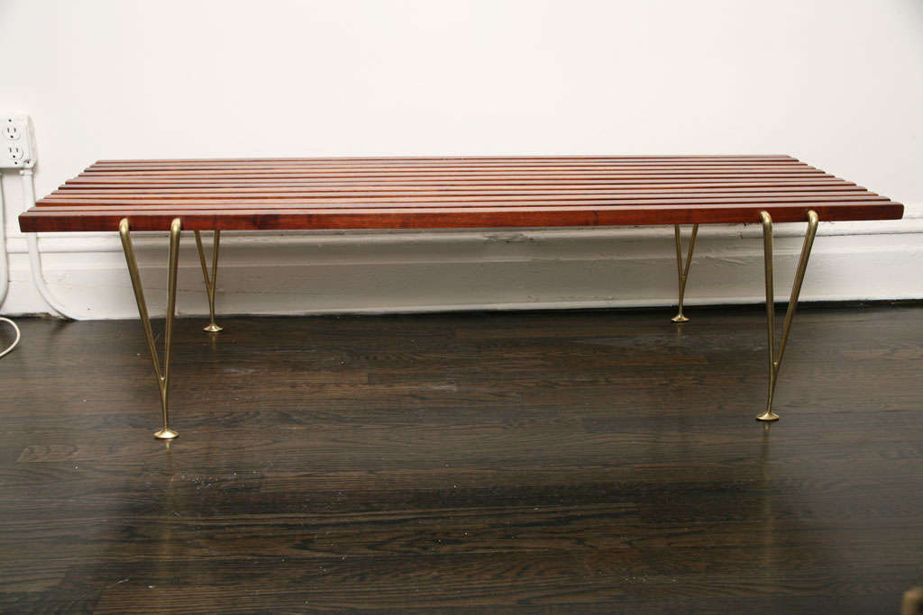 1950s Modernist Wood and Brass Low Table by Hugh Acton 2