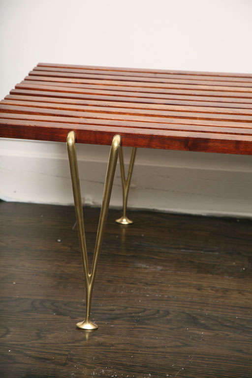 1950s Modernist Wood and Brass Low Table by Hugh Acton 3