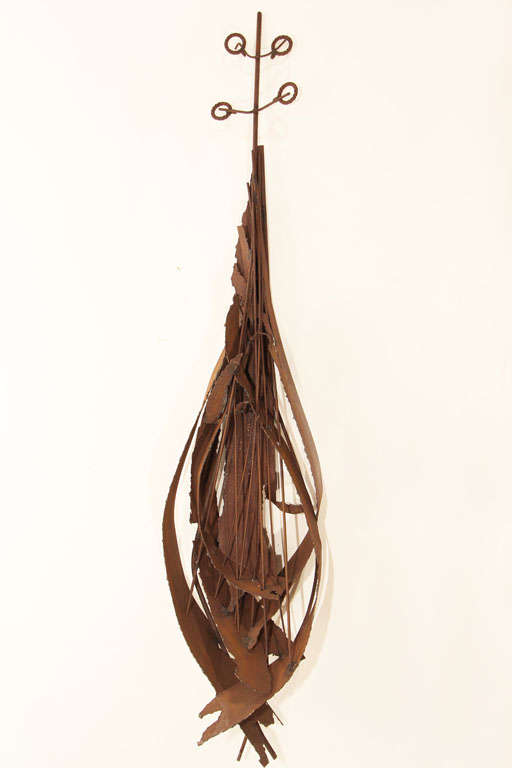 Metal Folk Art Guitar Sculpture