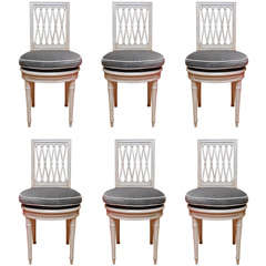 Set of Six 1950's Directoire Style White Dining Chairs