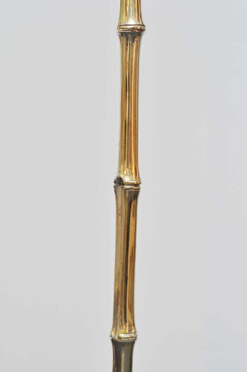 French Chic Silvered Brass Bamboo Floor Lamp by Maison Bagues