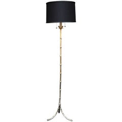 Chic Silvered Brass Bamboo Floor Lamp by Maison Bagues