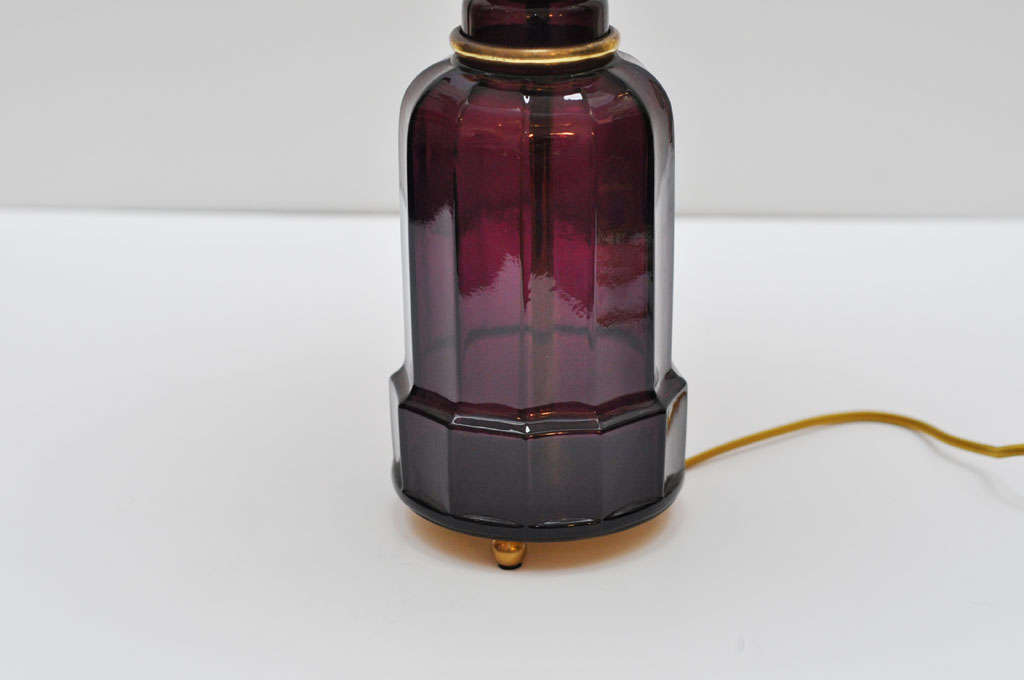 Late 20th Century 1970s Amethyst Color Glass Table Lamp, by Maison Baguès