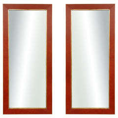A Pair Of Garrison-Rousseau  Leather Clad Mirrors