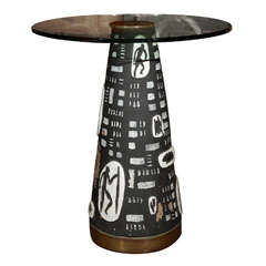 C.1960 Italian Ceramic Table Base With Glass Top