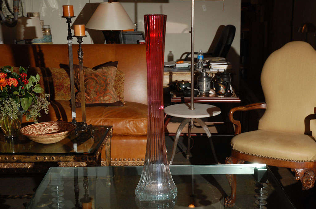 reeded glass vase