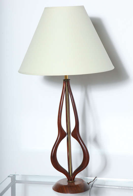 American Pair Of Organic Modernist Walnut Lamps