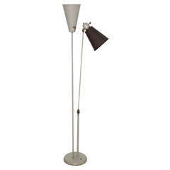 1950s David Wurster Model 255 Double Arm, Double Shade Torchiere Floor Lamp