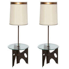 pair of Laurel Studios End Table Floor Lamp combination