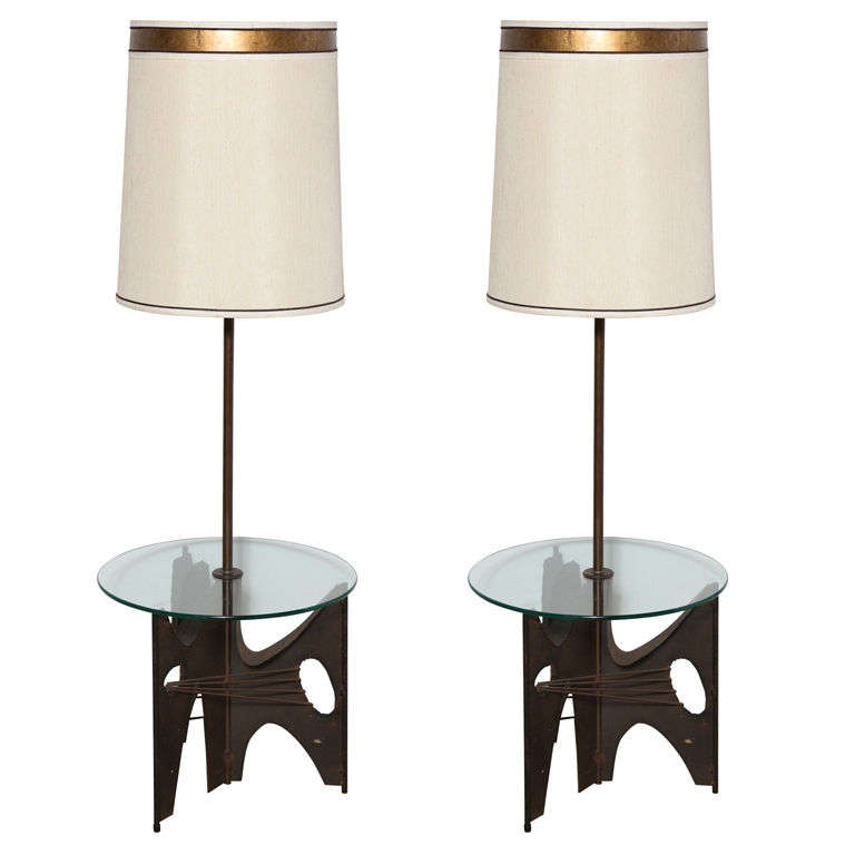 End Table Floor Lamp Combination At 1stdibs, Lamp Table Combo White