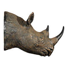 Vintage Life size 1980's Resin Rhinoceros Head Mount