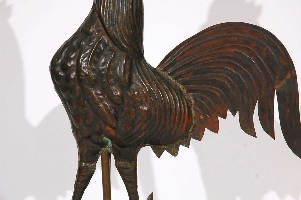 19th Century Fantastic & Rare Folky 19thc  Weathervane Rooster Lamp From 1900