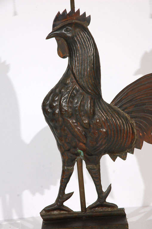 Fantastic & Rare Folky 19thc  Weathervane Rooster Lamp From 1900 1