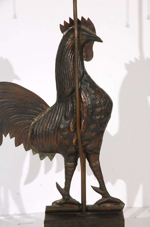 Fantastic & Rare Folky 19thc  Weathervane Rooster Lamp From 1900 5