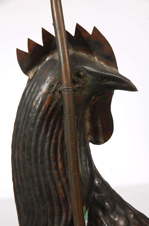 Fantastic & Rare Folky 19thc  Weathervane Rooster Lamp From 1900 6