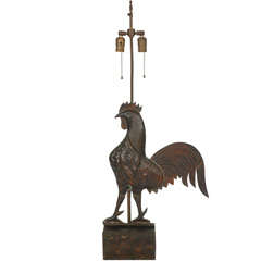 Fantastique et rare artisanat du XIXe siècle  Lampe coq girouette de girouette de 1900