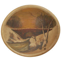 19thc Original  Paint Decorated Wooden  Butter Bowl