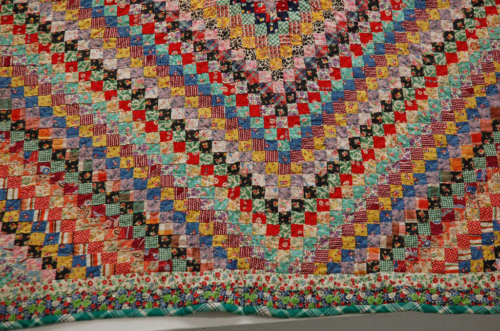 American 1930's Postage Stamp Quilt From Ohio With Over  6, 000 Pieces