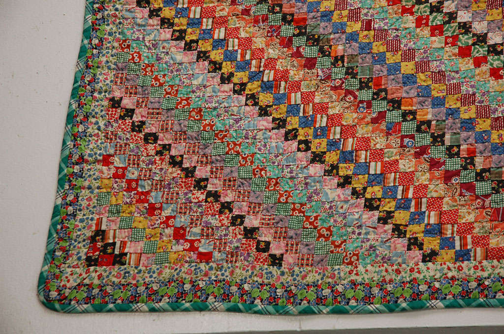 Cotton 1930's Postage Stamp Quilt From Ohio With Over  6, 000 Pieces
