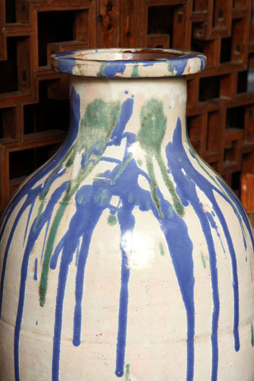 19th Century Meiji Glazed Ceramic Jar from the Japanese Shigaraki Kilns In Good Condition In Yonkers, NY