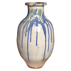 19th Century Meiji Glazed Ceramic Jar from the Japanese Shigaraki Kilns