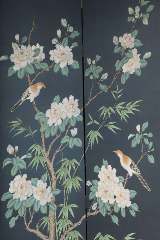 20th Century Chinese Four Panel Tall Screen