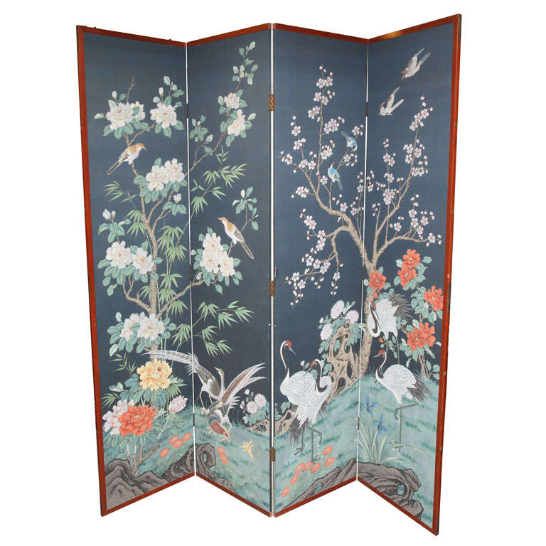 Chinese Four Panel Tall Screen