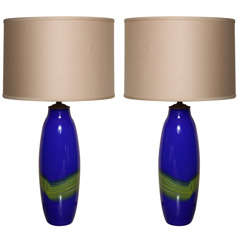 Pair of Mid Century Murano Glass Lamps
