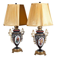 Pair of French "Old  Paris" Porcelain Lamps