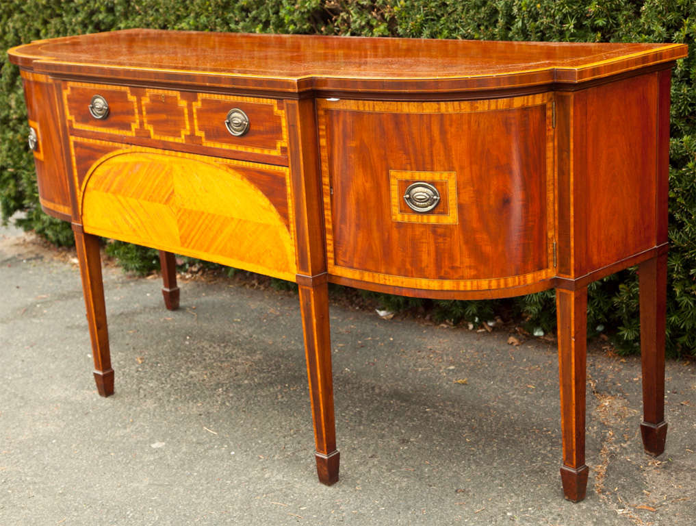 Unknown English Sheraton Style Mahogany Sideboard For Sale