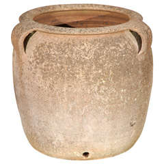 Antique English Terra Cotta Three-Handle Pot, Circa  1900