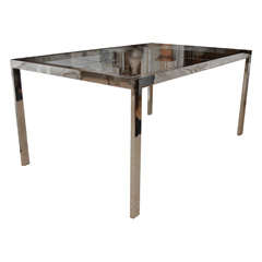 Milo Baughman Chrome And Glass Table