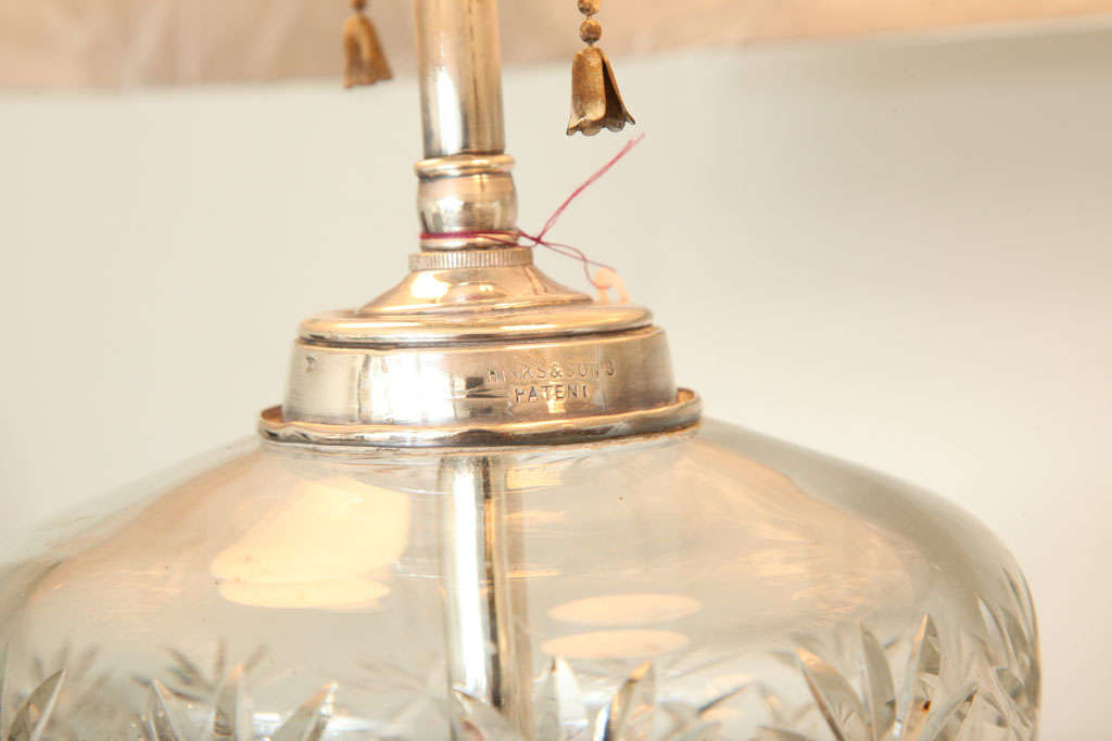 Pair of Silver Plated, Column-Form, Electrified Oil Lamps 3