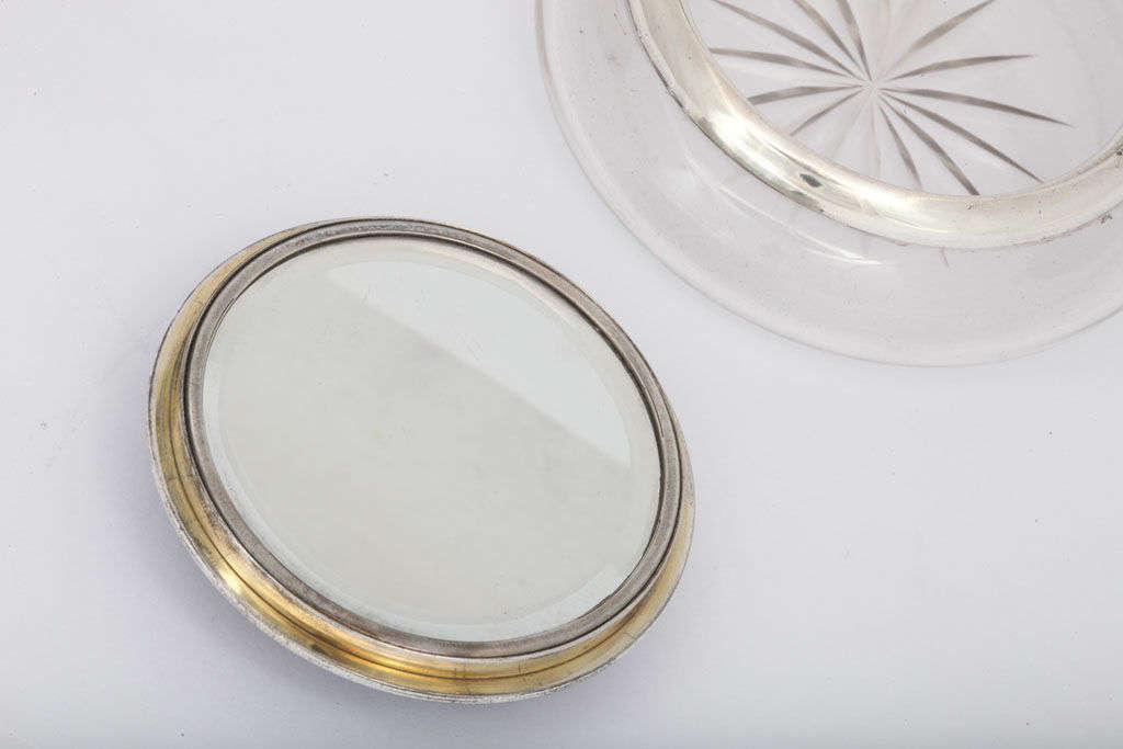 Sterling Silver - Mounted Purple Enamel and Crystal Powder Jar 1