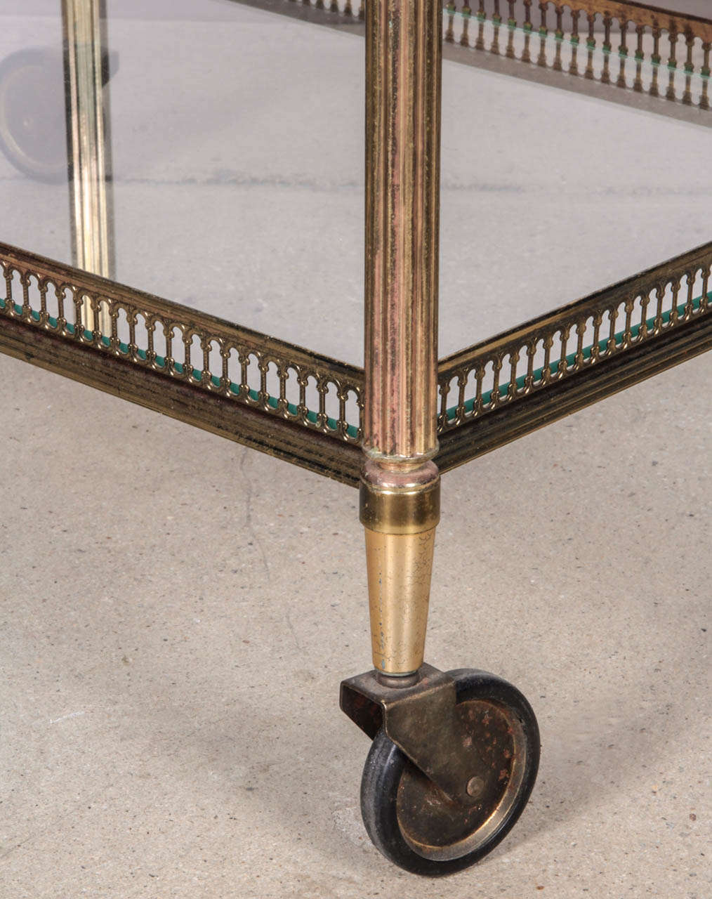 French Brass Bar Cart with Removable Tray 1