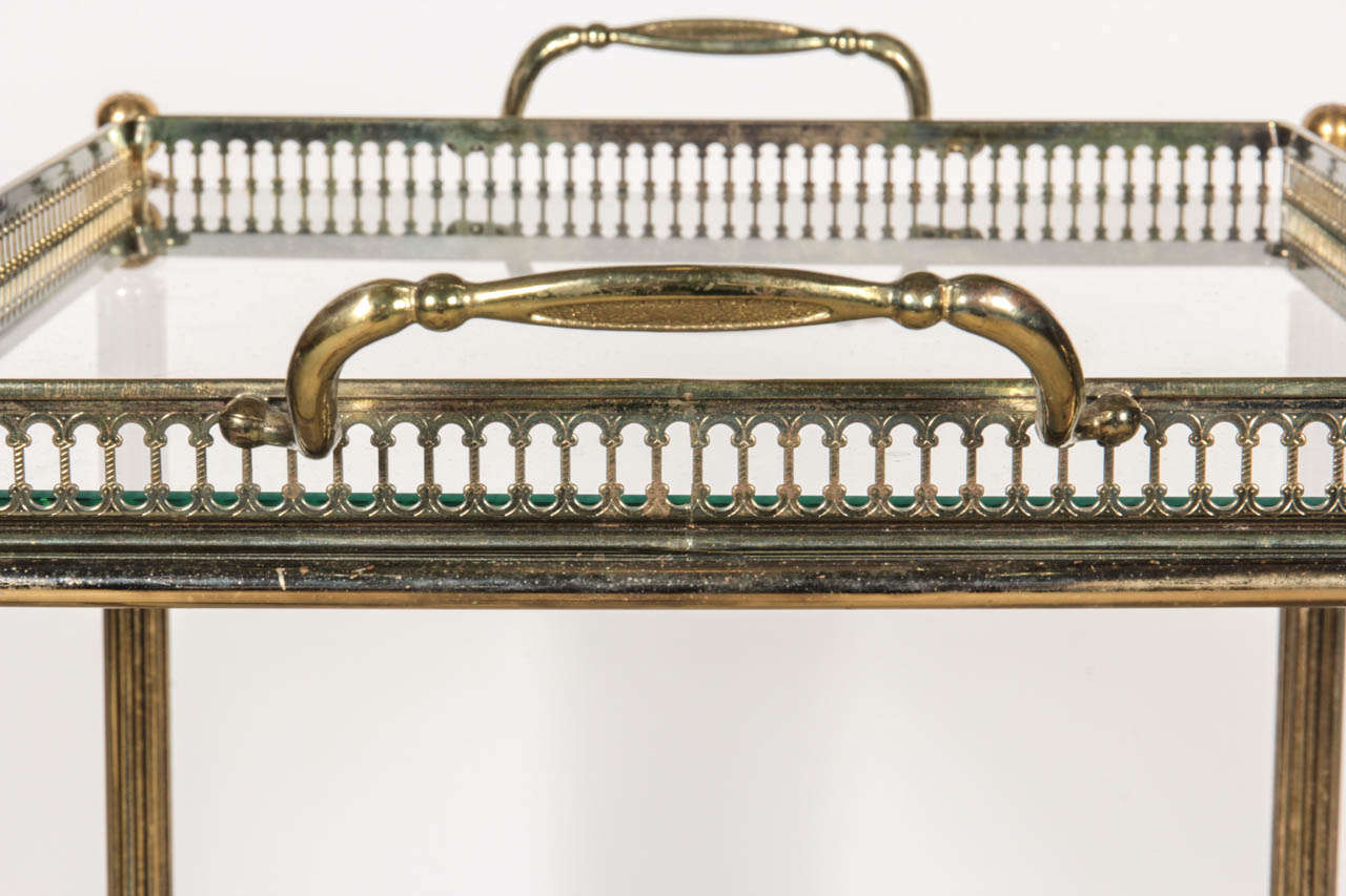 French Brass Bar Cart with Removable Tray 3