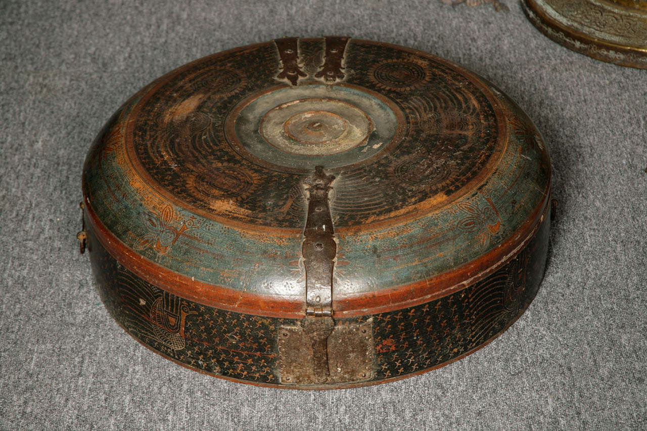 Circular Indian Lacquered Box, 18/19th Century