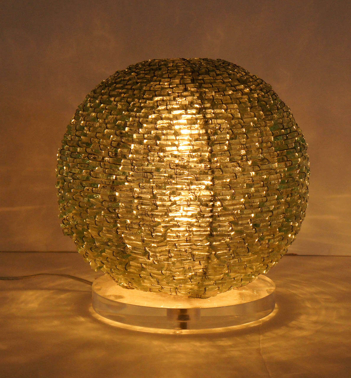 Brutalist Spherical Glass Shard Lamp For Sale