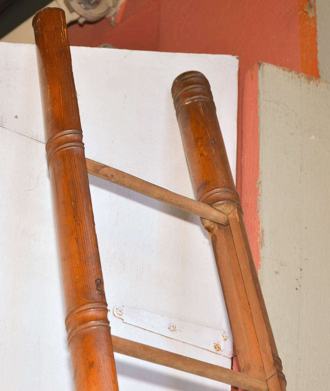 French End of 19th Century Rare and High Library Ladder For Sale