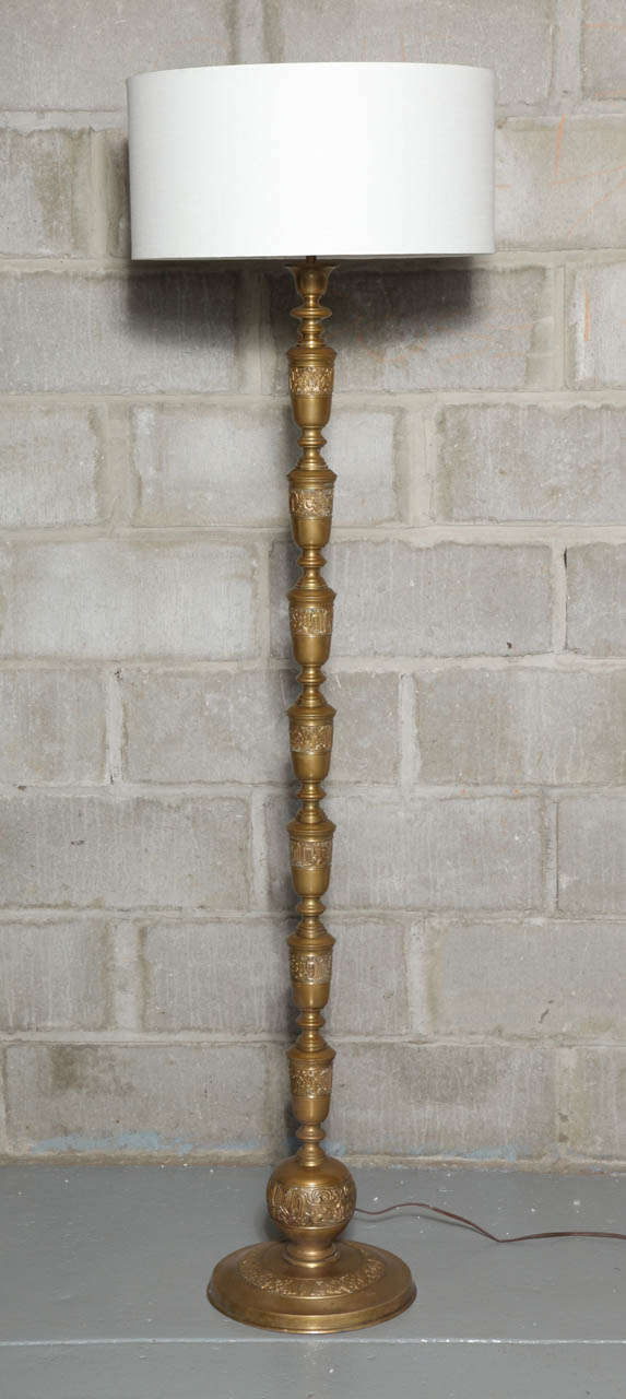 Modern Embossed Antique Brass Floor Lamp