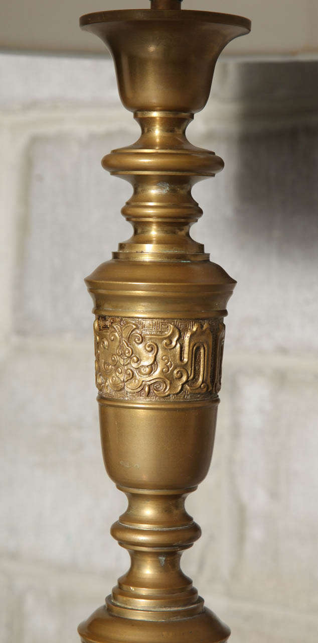 Embossed Antique Brass Floor Lamp 1